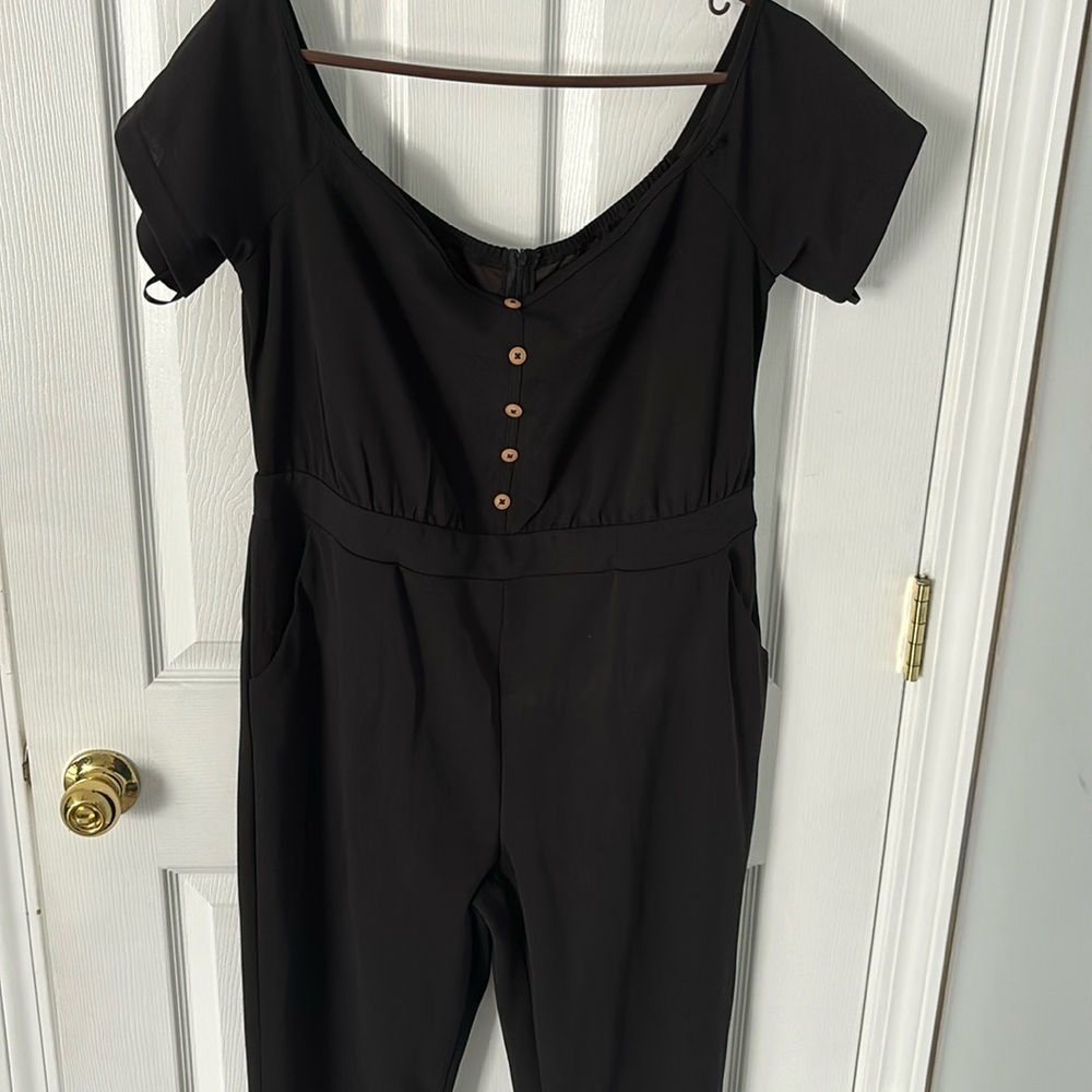 Black off shoulder jumpsuit - Picture 2 of 7